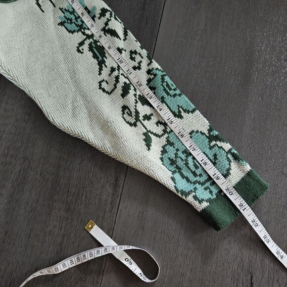 Emerald Isle Womans Tunic Sweater Made In Ireland Size Med Green Floral - Picture 6 of 8